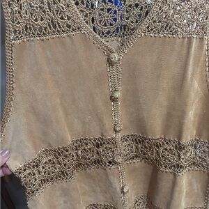 Women’s Tan Crochet Vest